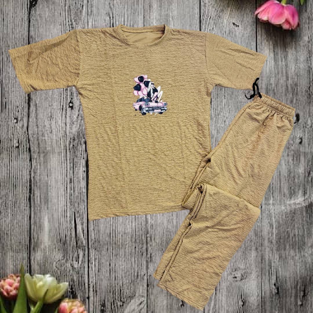 Trendy Beige Co-Ord Set for Women | Stylish T-Shirt & Pant Set | Casual & Comfort Wear 2 Trendy Beige Co-Ord Set for Women | Stylish T-Shirt & Pant Set | Casual & Comfort Wear - Image 2